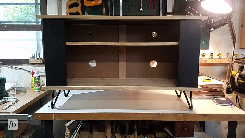 TV cabinet in black MDF wood, by Frederic