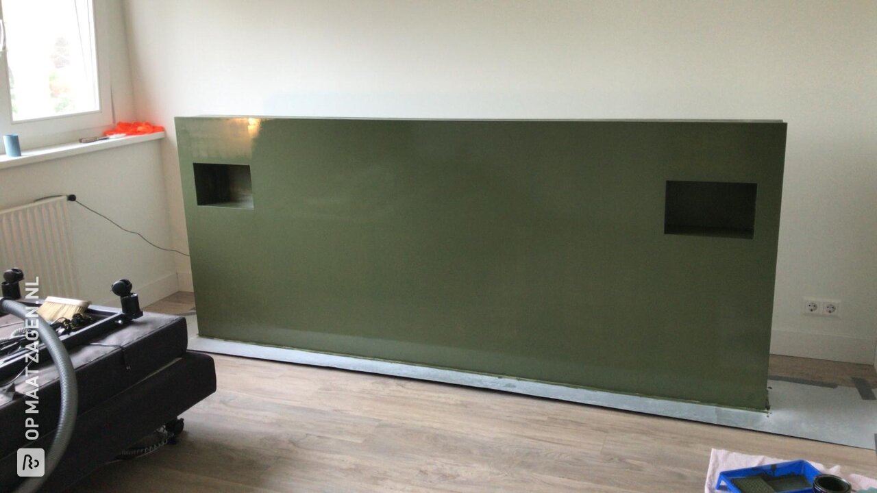 Strak zelfgemaakt bed headboard, door Jacco