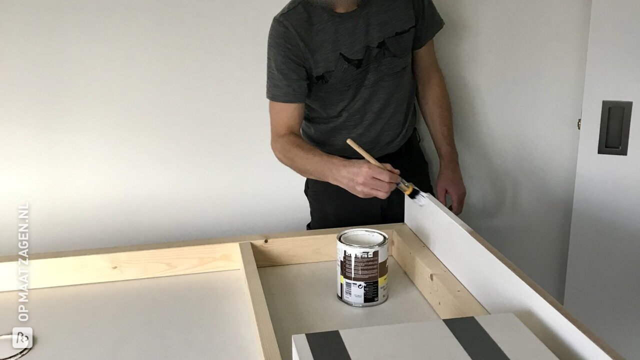 Strak zelfgemaakt bed headboard, door Jacco