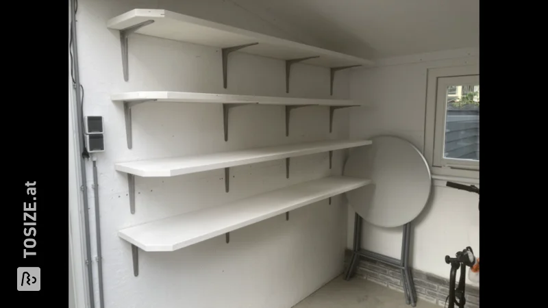Shelves for extra storage space in the shed, by Pepijn