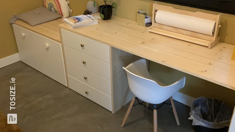 DIY bench; desk for the children's bedroom, by Tim &amp; his father-in-law