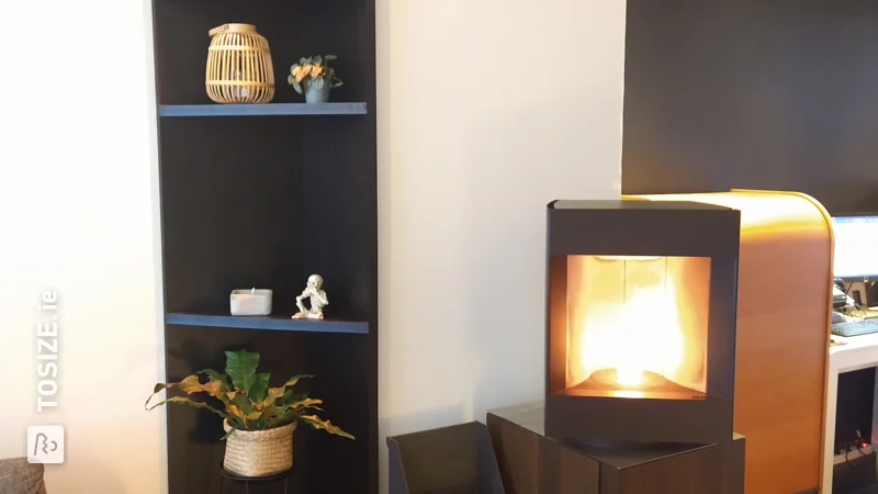 Fireplace furniture made of 30 mm black MDF, by Hans