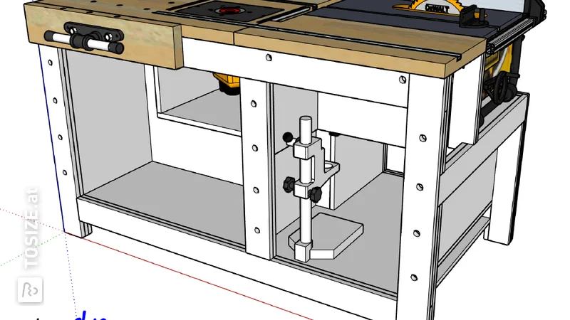 Custom self-built workbench from beech joinery panel, by Pasquale