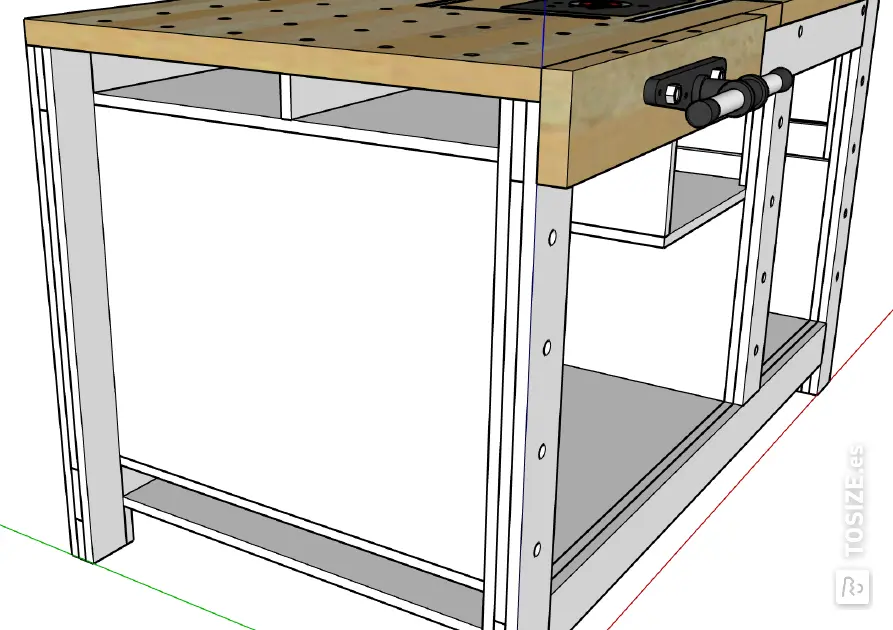 Custom self-built workbench from beech joinery panel | TOSIZE.es