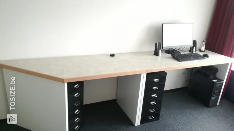 A custom-made desk and hobby table made of MDF, by Paul