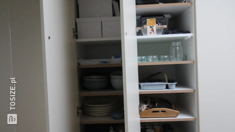 Adding extra cupboard shelves to existing cupboard in the attic under a sloping roof, by Maarten