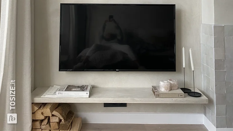 Crea il tuo mobile TV sospeso in legno personalizzato, di Amber
