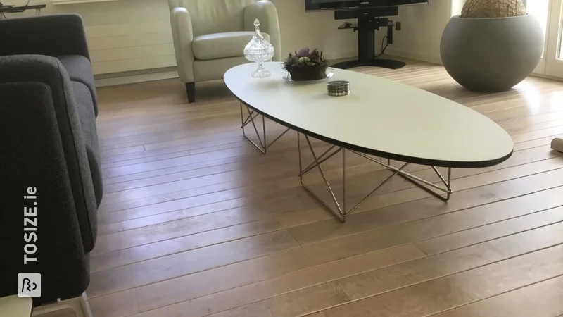 Oval coffee table with side table, by Nico