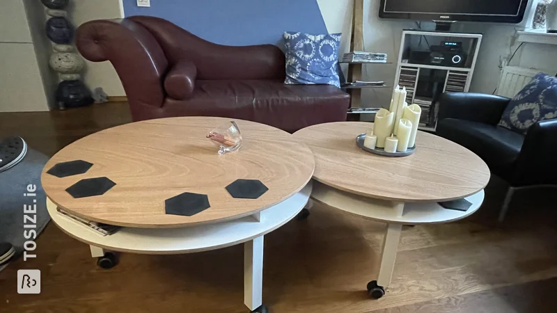 Low, creative coffee tables made to measure from plywood, by Anneke