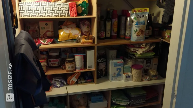 Homemade pantry under the stairs from plywood, by Jimme