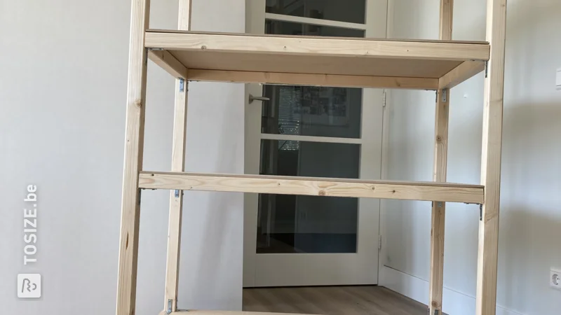 Make your own handy movable shelving unit to size, by Coen