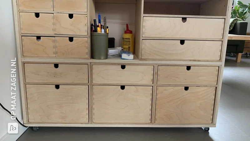 Custom chests of drawers made of natural plywood, by Joris
