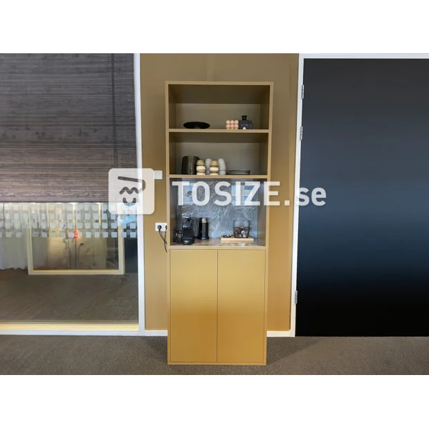 Beige sideboard with doors and open compartments