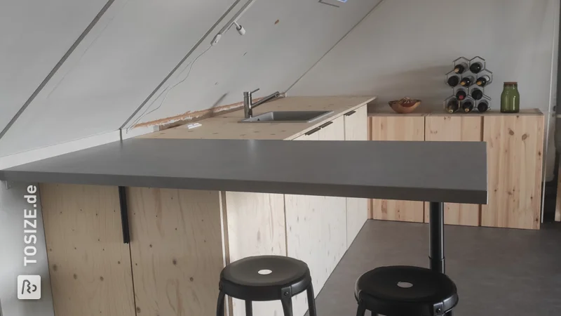 Make your own kitchen in the attic with help from IKEA and sawn underlayment, by Bronte