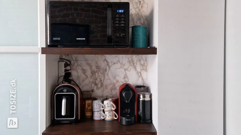 Custom-made carpentry panel pine wall shelves for the kitchen, by Ahmet