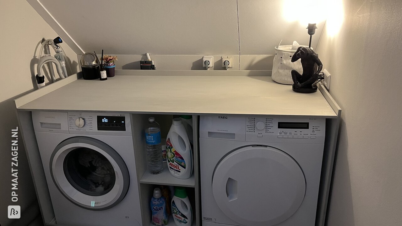 Een wasmachine ombouw zelf maken van MDF vochtwerend, door Chantal