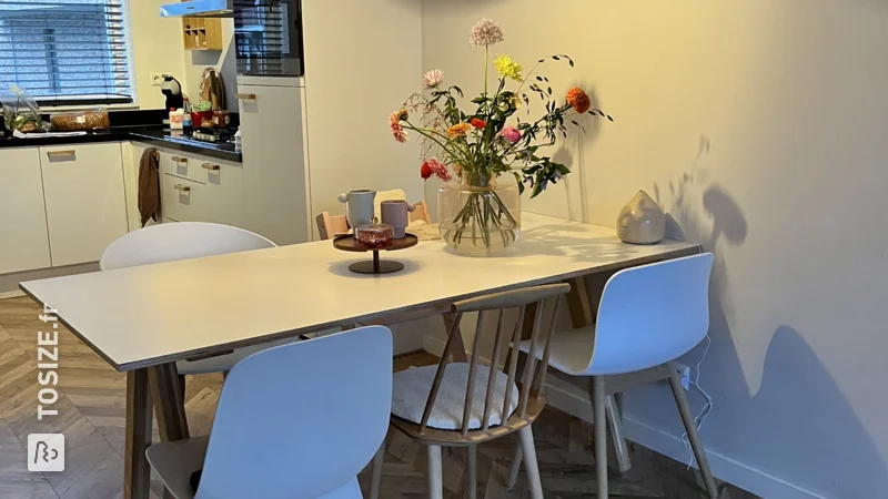 Fabriquez votre propre table à manger en contreplaqué de bouleau blanc sur une base existante, par Sylvana