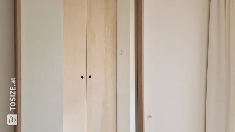 Scandinavian style meter cupboard with plywood, made by Mamoesjka