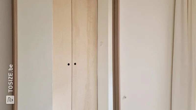 Scandinavian style meter cupboard with plywood, made by Mamoesjka