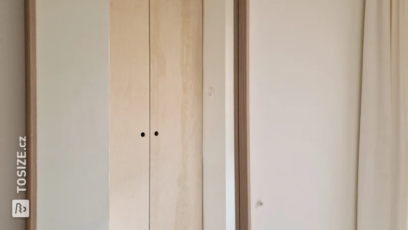 Scandinavian style meter cupboard with plywood, made by Mamoesjka