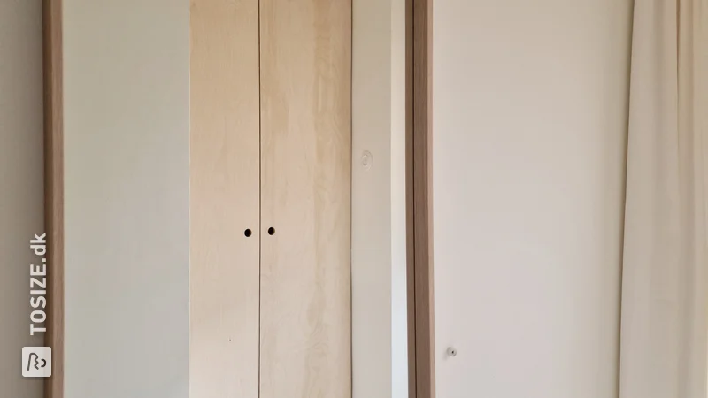 Scandinavian style meter cupboard with plywood, made by Mamoesjka