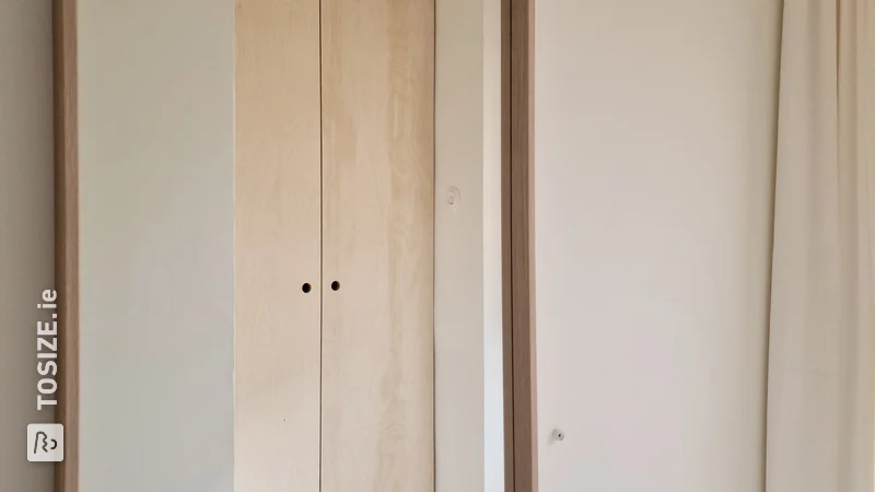 Scandinavian style meter cupboard with plywood, made by Mamoesjka