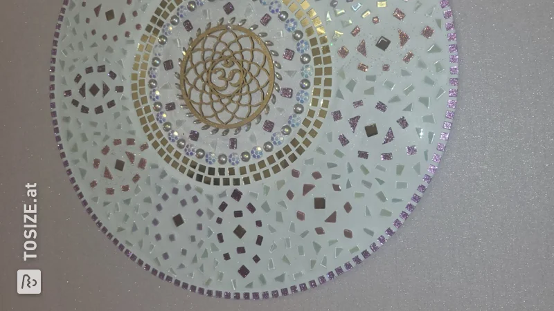 Round MDF circles covered with mosaic stones, by Tatjana