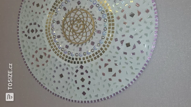 Round MDF circles covered with mosaic stones, by Tatjana