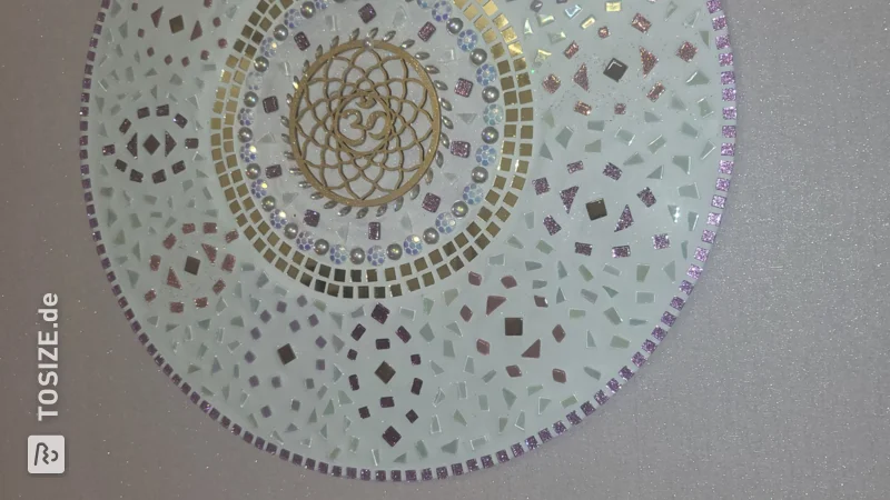 Round MDF circles covered with mosaic stones, by Tatjana