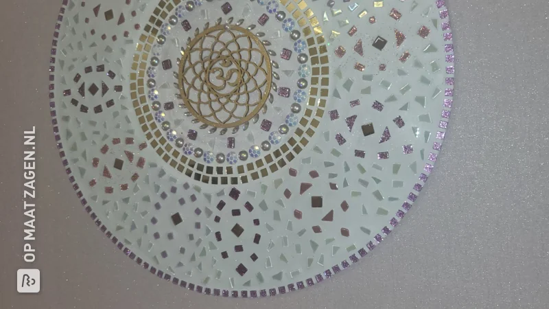 Round MDF circles covered with mosaic stones, by Tatjana