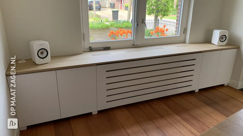 Radiator casing with cabinets and windowsill made of MDF lacquer, by Alex