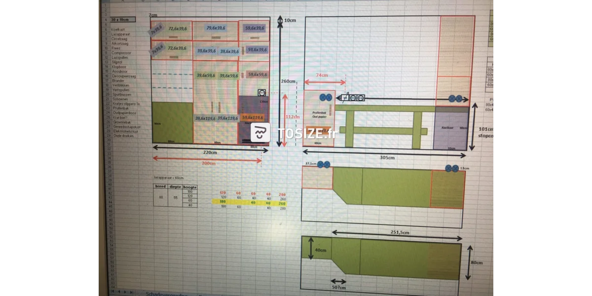 Cupboard Wall With Integrated Workbench Tosize Fr