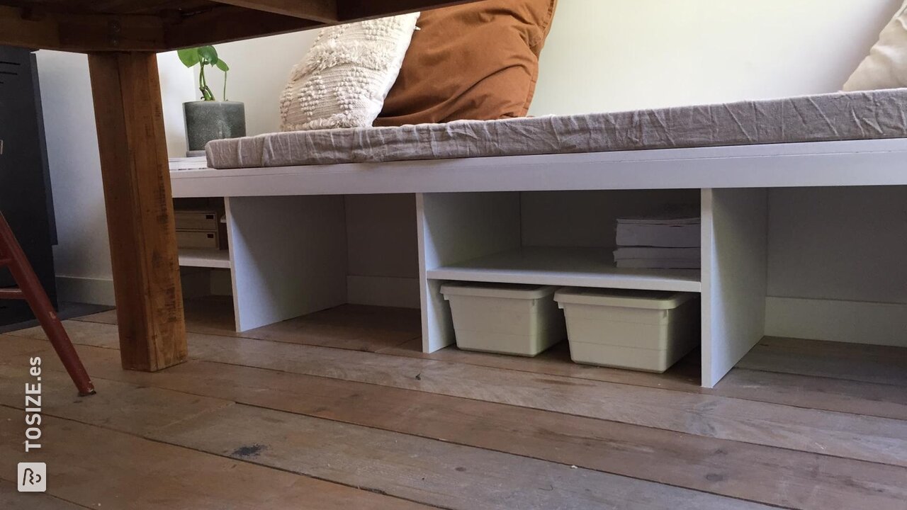 Banco de comedor casero con espacio de almacenamiento de MDF personalizado, de Coralie