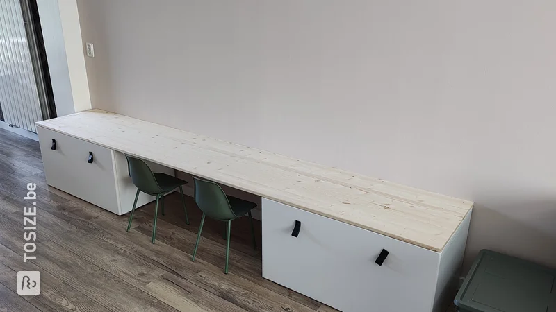 IKEA hack: Low and long play table homemade for the kids, by Martijn