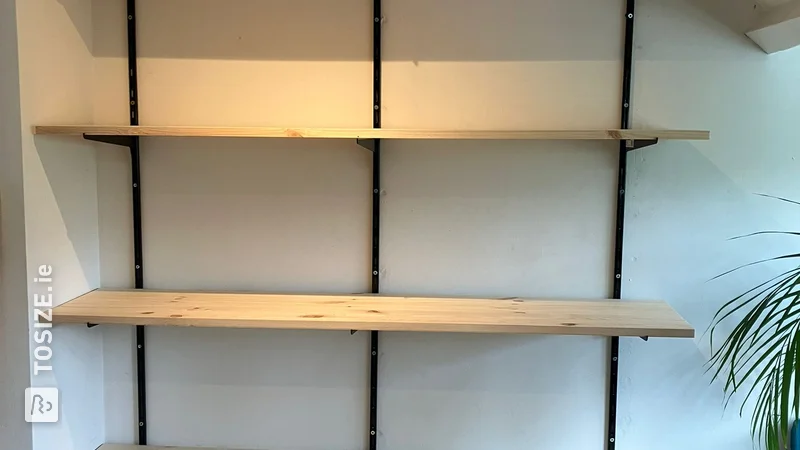 Super quality pine shelves for storage cupboard, by Laurens