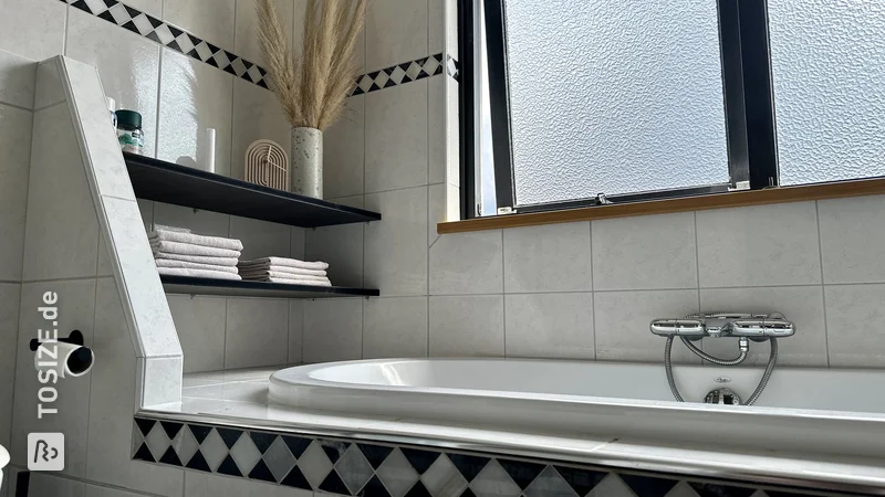 Easily order black wall shelves for the bathroom, by Martin