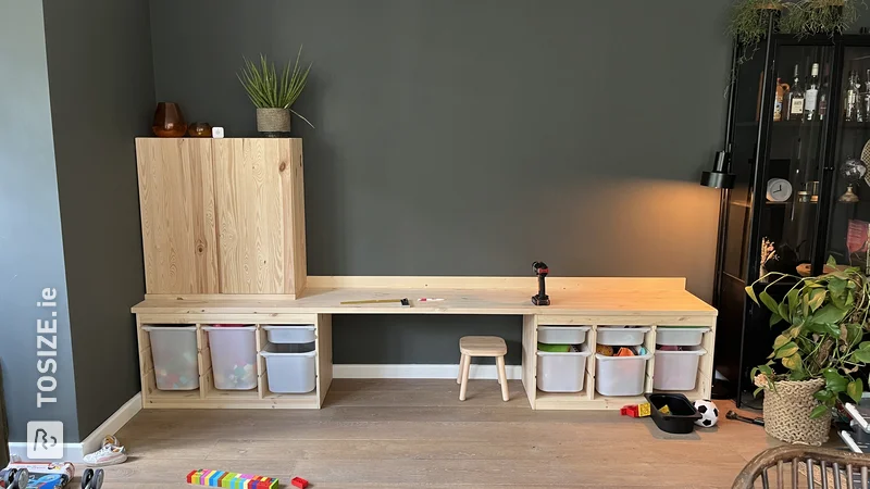 Clever homemade storage and play furniture with IKEA TROFAST and IVAR cabinet parts, by Rob