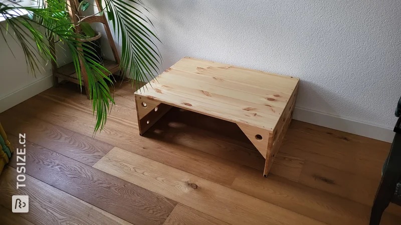 A pine top for a sit-stand desk and children's table, by Koen