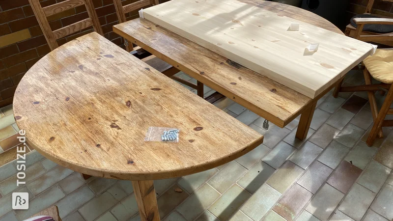 Erweiterung eines vorhandenen Tisches mit einer maßgefertigten Schnittholzplatte von Daniel
