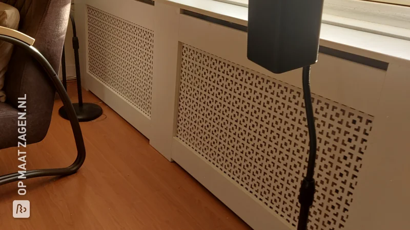 Self-made radiator conversion from custom sawn MDF, by Klaartje