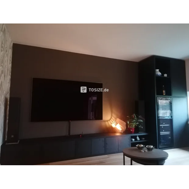 Black sideboard with doors and shelves