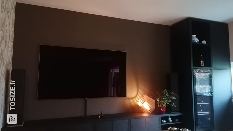 Meuble TV : meuble bas et haut en chêne noir, par Rik