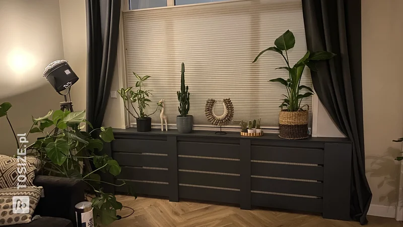 A self-made radiator conversion with MDF windowsill, by Marco