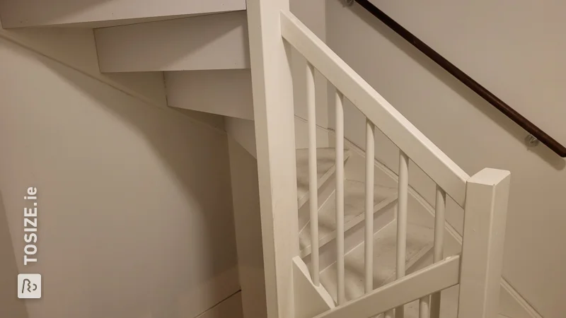 Closing an attic staircase with custom MDF primed panels, by Jean Paul