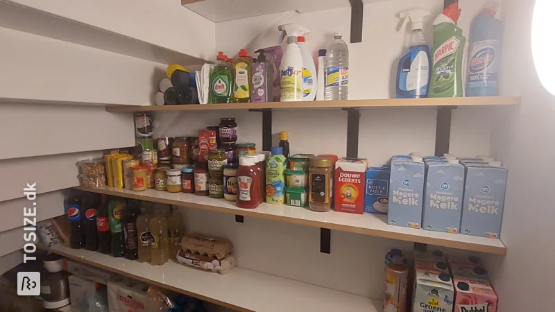 Custom shelves for the pantry, by Hendrik