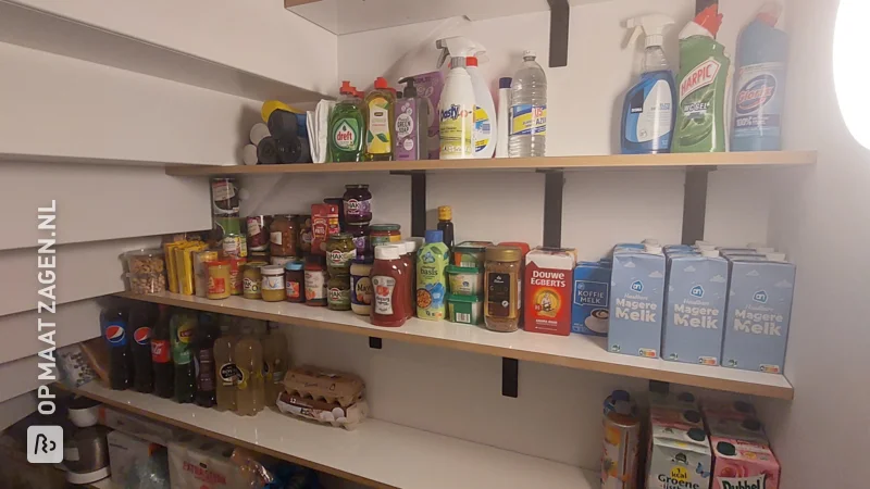 Custom shelves for the pantry, by Hendrik
