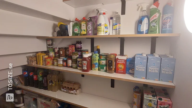 Custom shelves for the pantry, by Hendrik