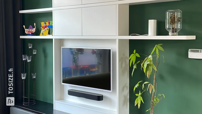 Custom TV cabinet with IKEA cabinets, by Victor