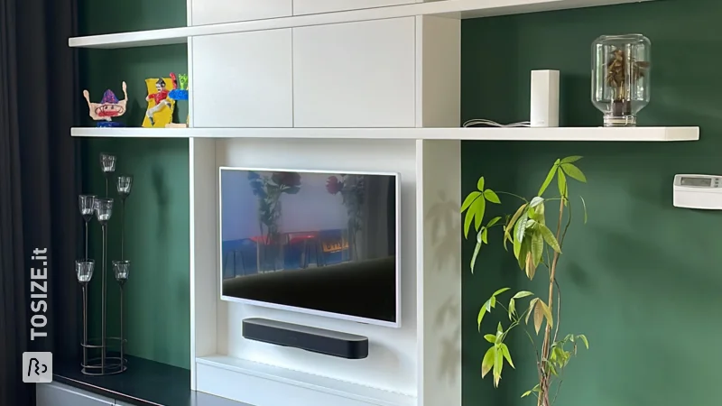 Custom TV cabinet with IKEA cabinets, by Victor