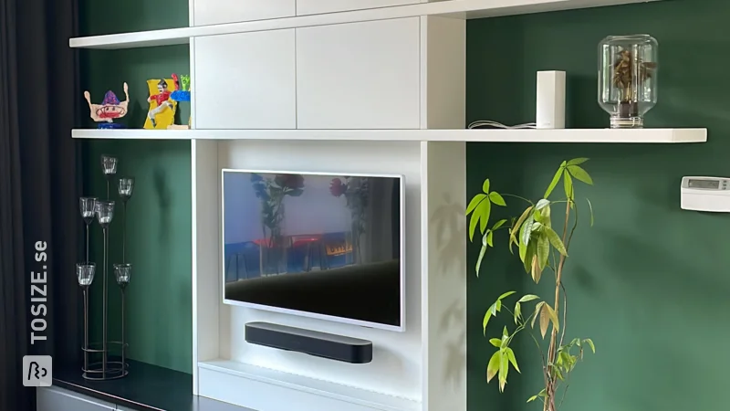 Custom TV cabinet with IKEA cabinets, by Victor